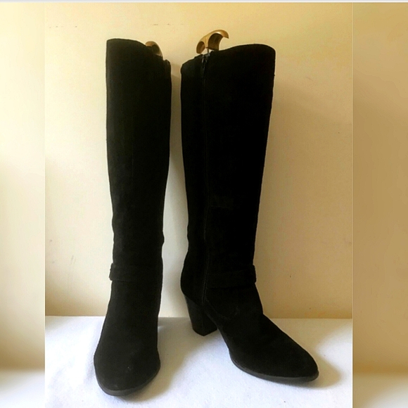 M&S Real Suede Leather Knee High Heels Boots Size 39 - Picture 4 of 7